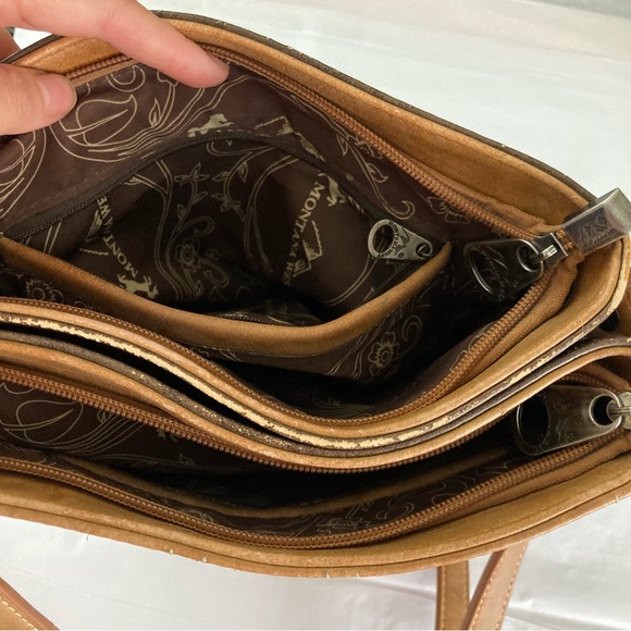 Montana West Crossbody Bag Purse Brown Leather Studded Concealed Western Floral - Picture 15 of 16
